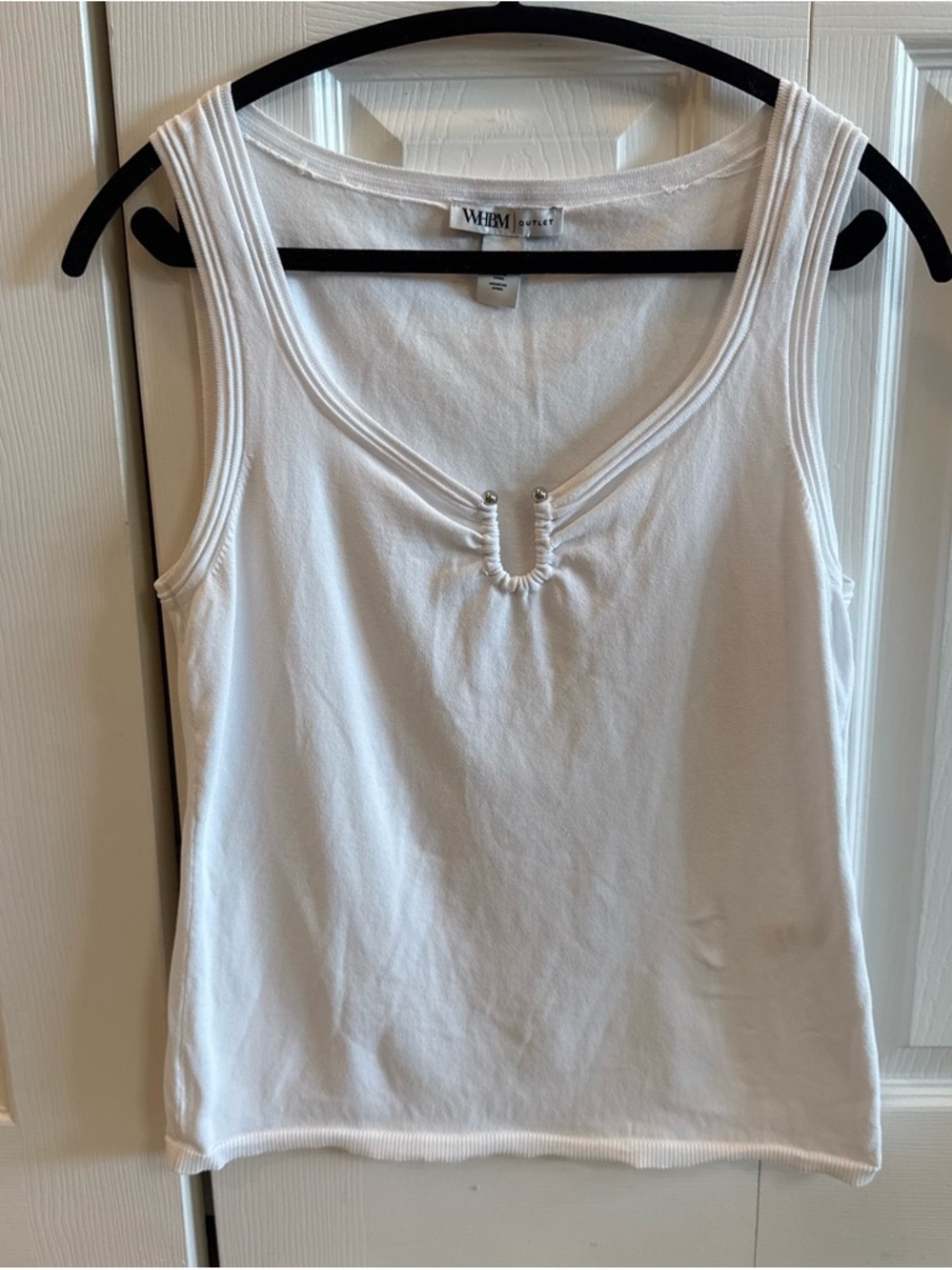 White House Black Market White Scoop Neck Tank with Stud Accents